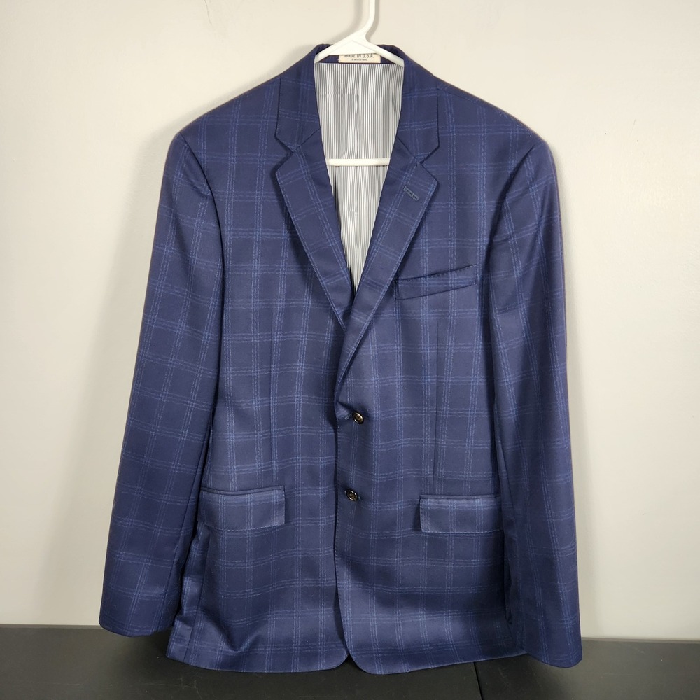 Todd Snyder Mayfair Fit Navy Blue Windowpane Plaid Wool Blazer Sport Coat 42L
